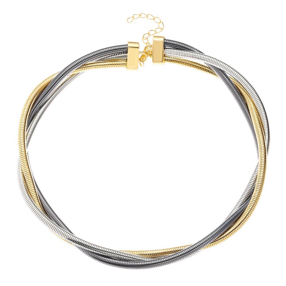 Золотистый Гибкий Ожерелье-Змея Серебристый Браслет Новый Гибкий Чокер разноцветный